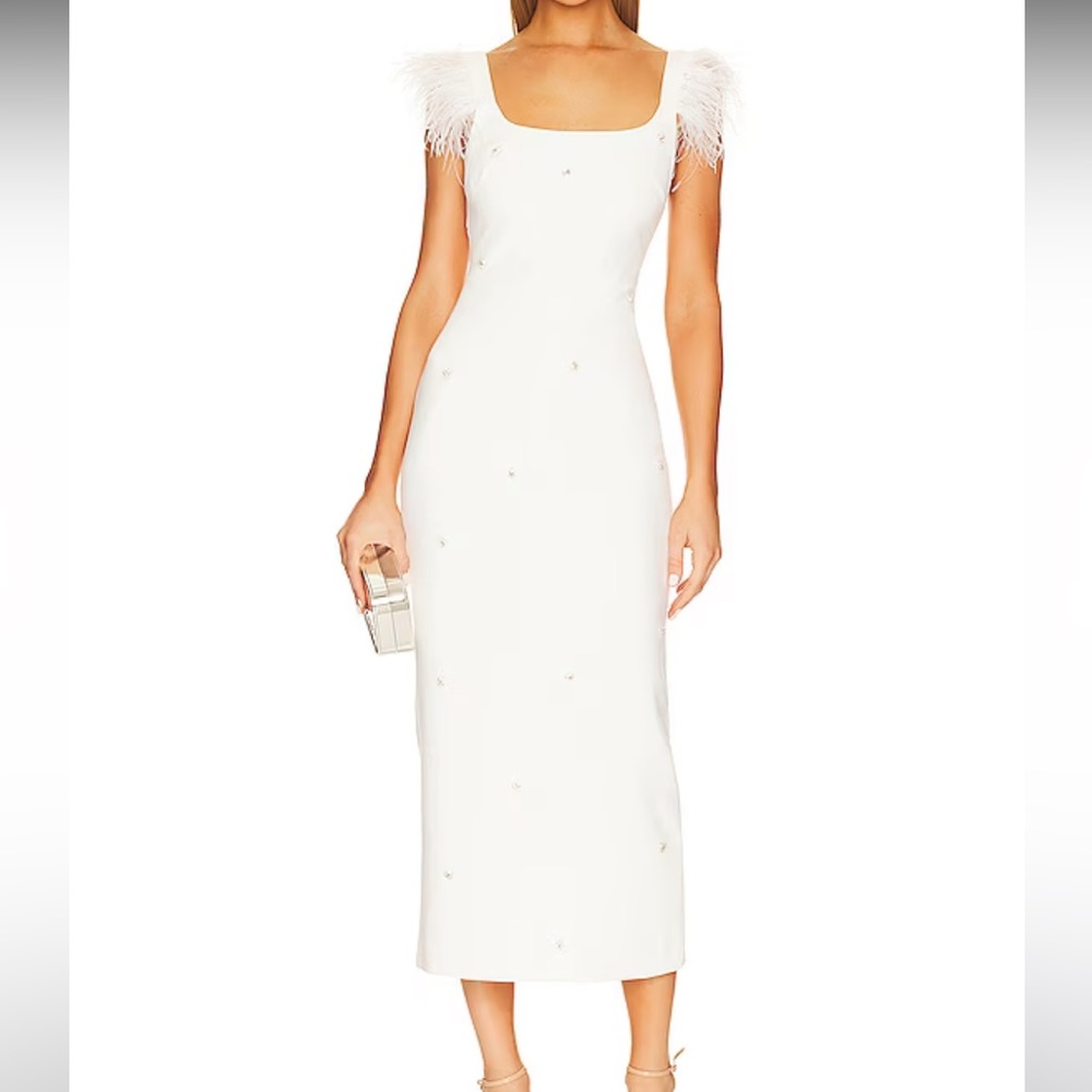 LIKELY Feather Midi Dress